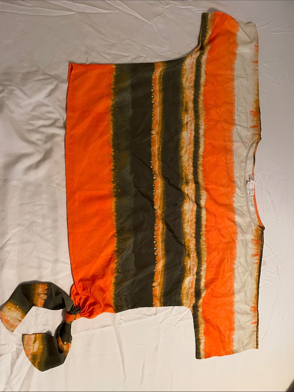 Women’s Orange and Olive Striped Tie-Waist Skirt